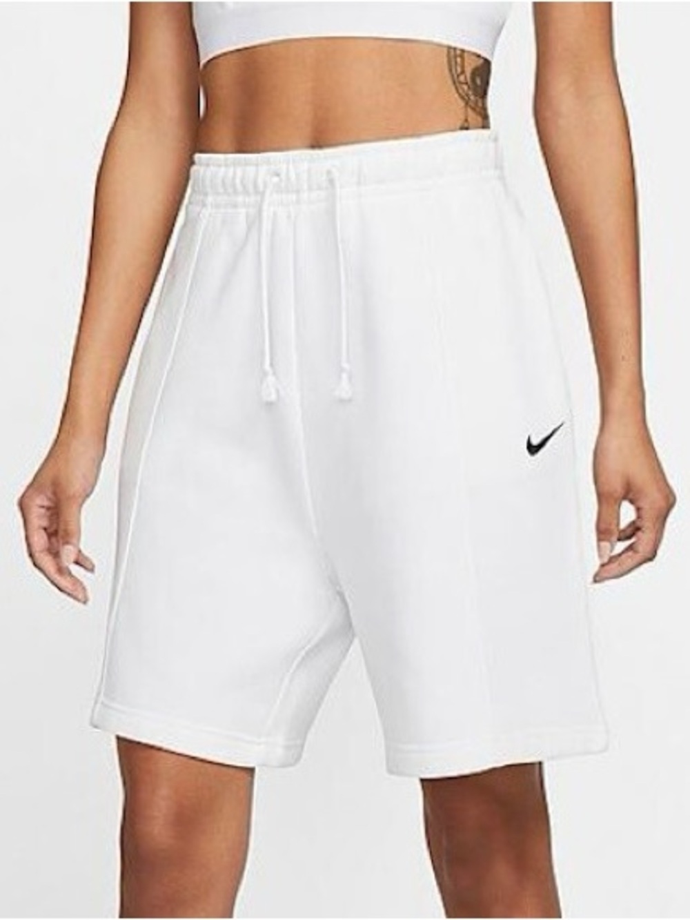 NIKE Sportswear Essential High Rise Fleece Shorts White Women's S